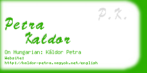 petra kaldor business card