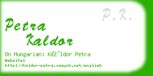 petra kaldor business card